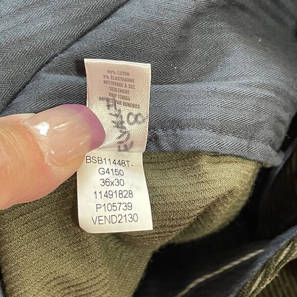 Bonobos Corduroy Trouser Size 36x30 Pine Green TAILORED FIT Flat Front Pockets - Picture 11 of 12